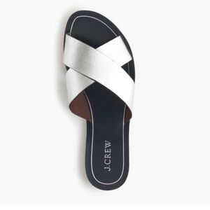 J Crew Cyprus Metallic Silver Slides